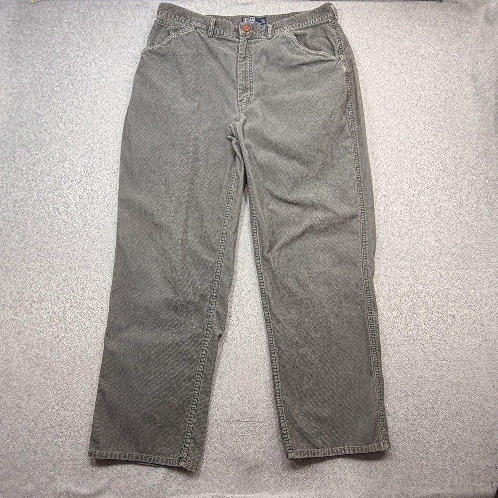 Polo Ralph Lauren Pants Mens 36x32 Gray Corduroy Carpenter Relaxed Fit Workwear